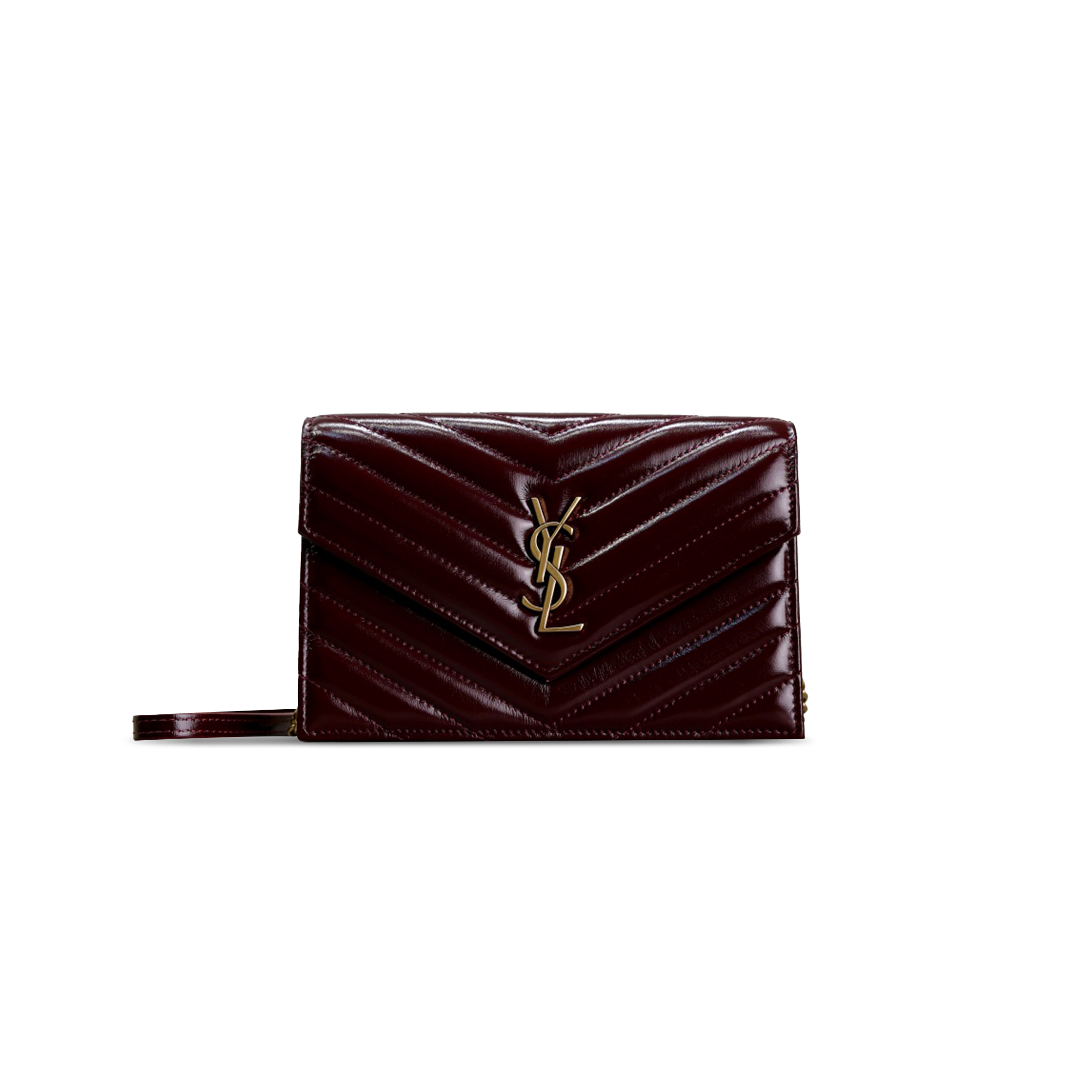Y*S*L CASSANDRE ENVELOPE CHAIN WALLET IN OIL WAX LEATHER 393953 (19*11.5*4cm)